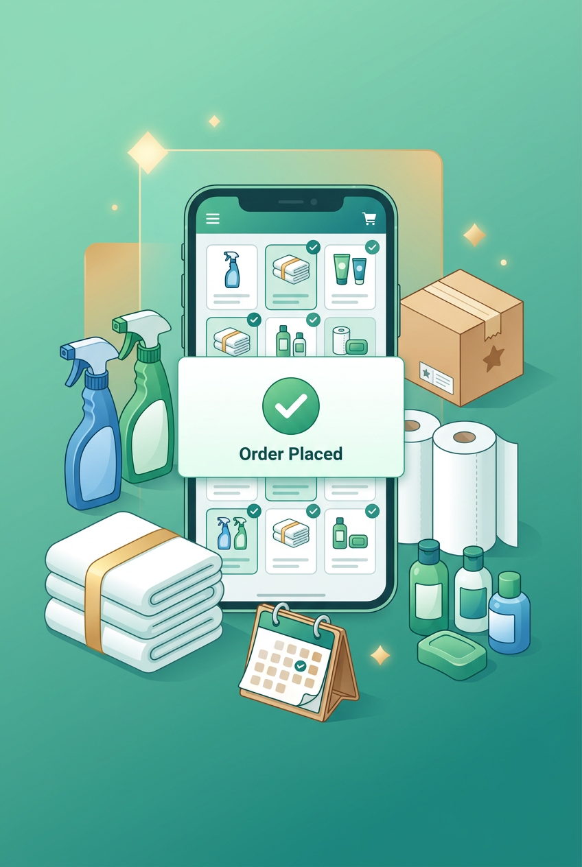 Order hospitality and housekeeping supplies online